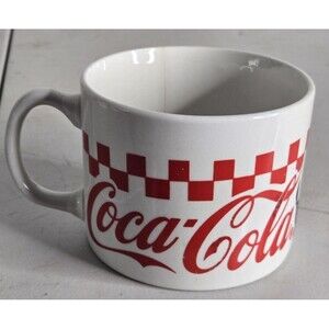 Vintage Gibson 1996 Coca Cola Checkered Logo Coffee Mug Soup Cup 16 oz